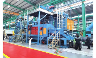 橡胶履带、钢履带连续通过式抛丸清理线