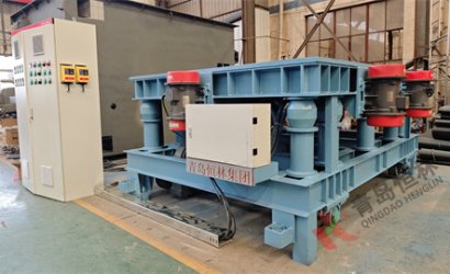 青岛恒林工业集团为江西某公司设计制作的为消失模生产线配套的多维振实台调试完毕