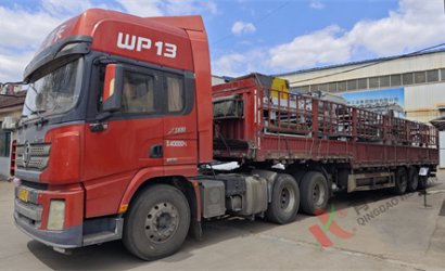 青岛恒林工业集团发三一重工机器人公司Q37100抛丸清理机第3车；发湖北三峡泵业树脂砂造型线第1车